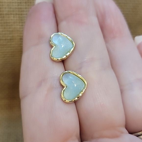 Boden Jewelry - 🔥LAST PAIR🔥 BABY BLUE SHIMMER HEART EARRINGS